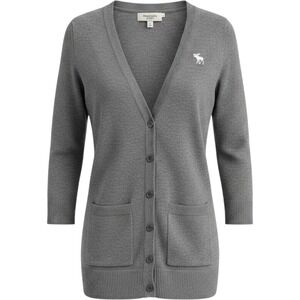 Abercrombie & Fitch Gray V-Neck Button Front Cardigan Sweater‎ XS y2k